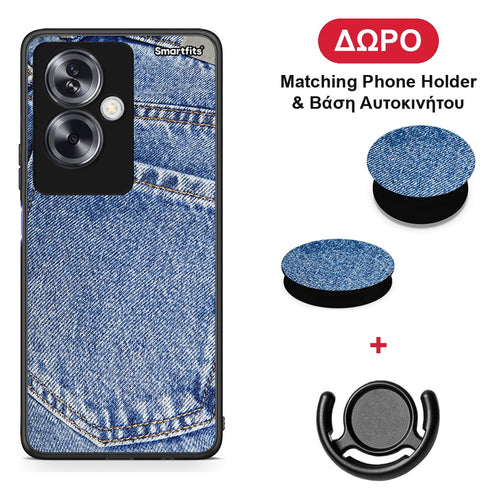 Jeans Pocket - Oppo A79 / A2 θήκη + Δώρο Phone Holder & Βάση Αυτοκινήτου