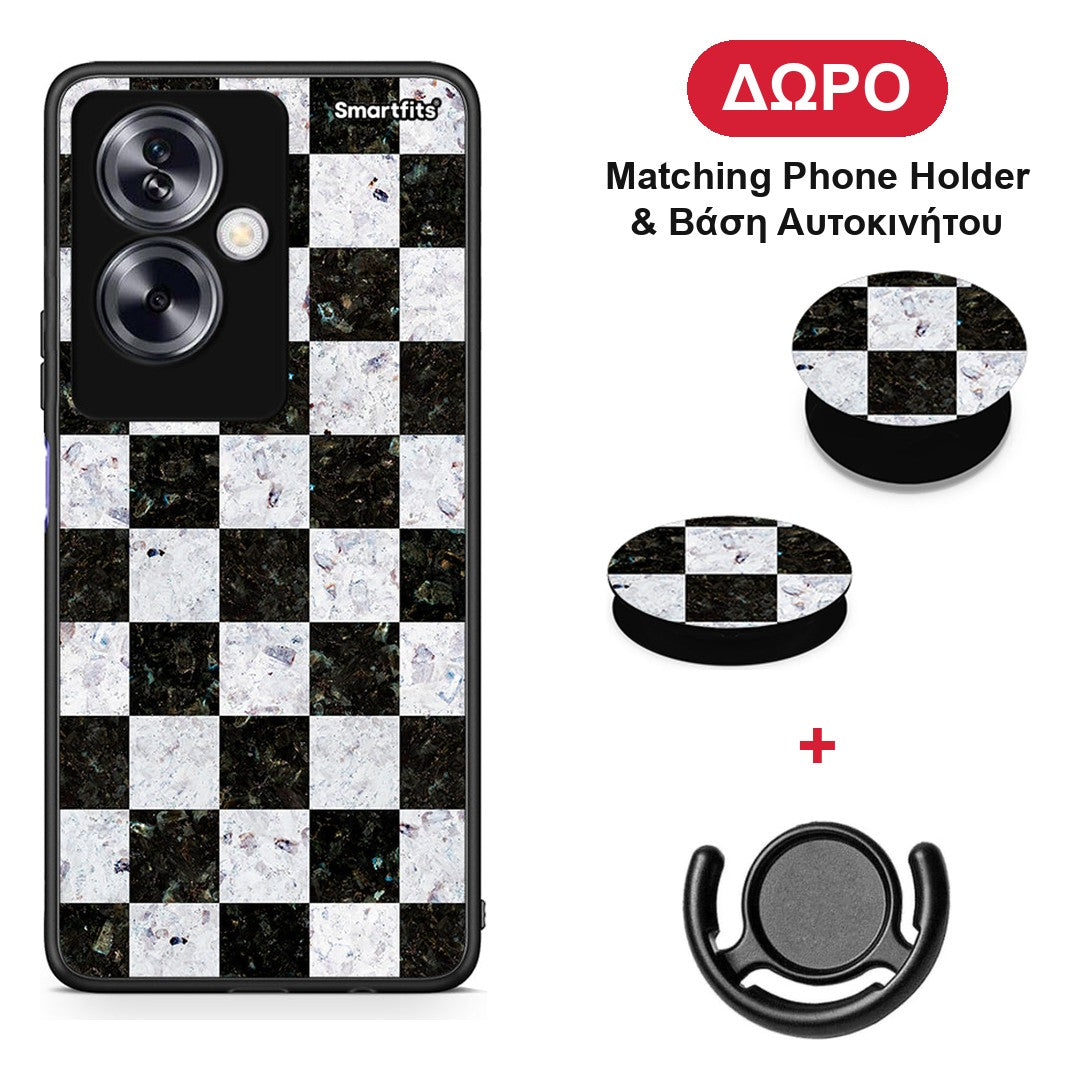 Marble Square Geometric - Oppo A79 / A2 θήκη + Δώρο Phone Holder & Βάση Αυτοκινήτου