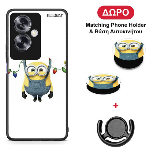 Xmas Minion Lights - Oppo A79 / A2 θήκη + Δώρο Phone Holder & Βάση Αυτοκινήτου