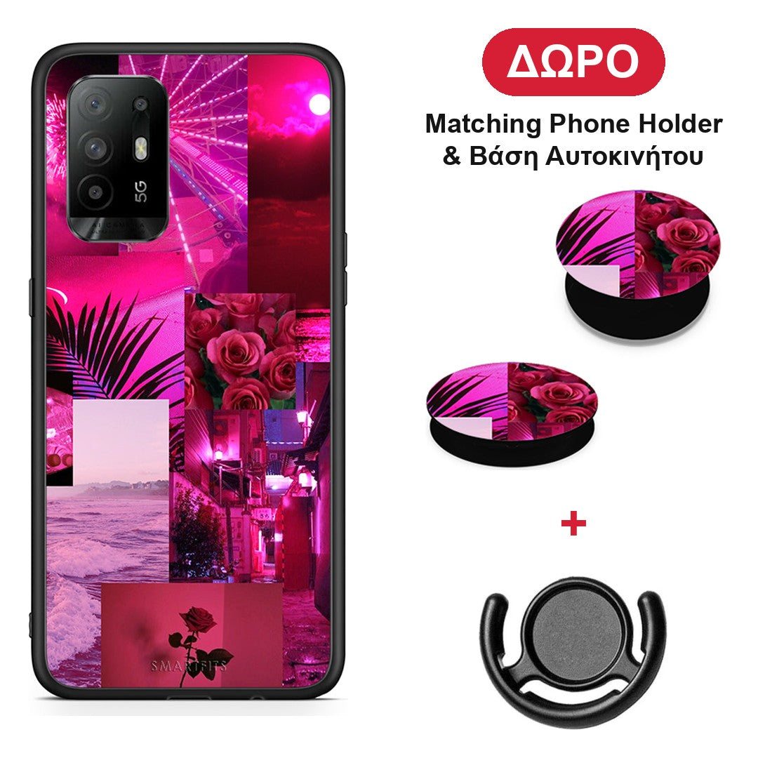 Collage Red Roses - Oppo A94 5G / F19 Pro / Reno5 Lite θήκη + Δώρο Phone Holder & Βάση Αυτοκινήτου