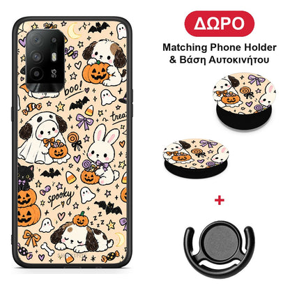 Halloween Puppies and Friends on Cream - Oppo A94 5G / F19 Pro / Reno5 Lite θήκη + Δώρο Phone Holder & Βάση Αυτοκινήτου