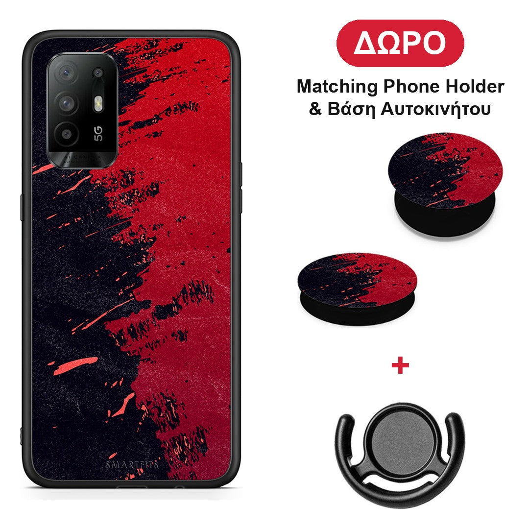 Red Paint - Oppo A94 5G / F19 Pro / Reno5 Lite θήκη + Δώρο Phone Holder & Βάση Αυτοκινήτου