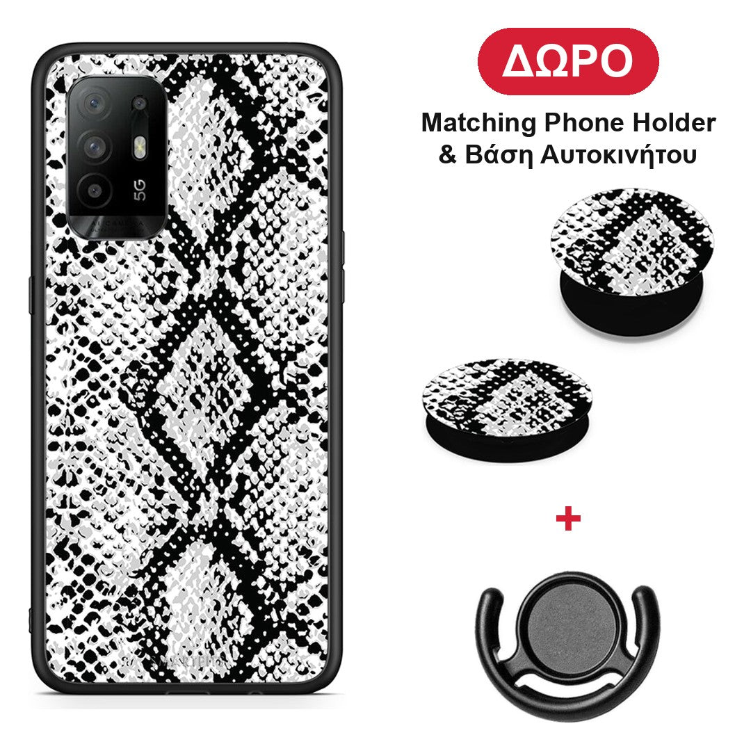 Animal White Snake - Oppo A94 5G / F19 Pro / Reno5 Lite θήκη + Δώρο Phone Holder & Βάση Αυτοκινήτου