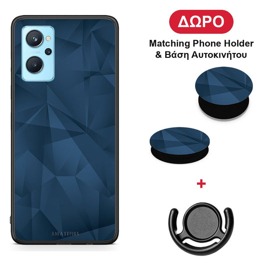 Geometric Blue Abstract - Oppo A96 θήκη + Δώρο Phone Holder & Βάση Αυτοκινήτου