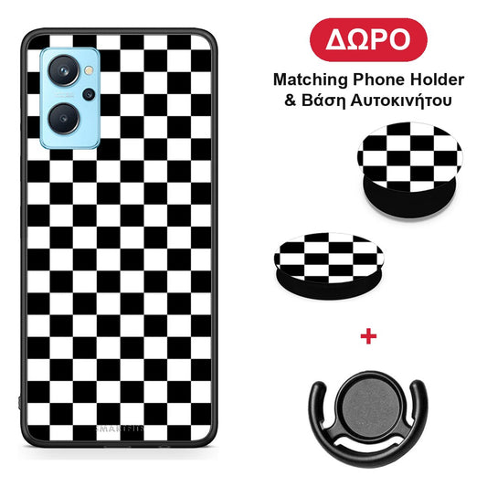 Geometric Squares - Oppo A96 θήκη + Δώρο Phone Holder & Βάση Αυτοκινήτου