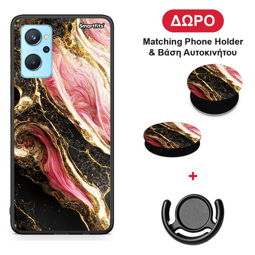 Glamorous Pink Marble - Oppo A96 θήκη + Δώρο Phone Holder & Βάση Αυτοκινήτου