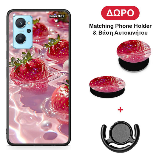 Juicy Strawberries - Oppo A96 θήκη + Δώρο Phone Holder & Βάση Αυτοκινήτου