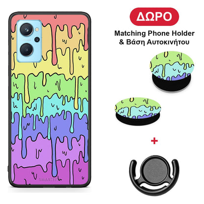 Melting Rainbow - Oppo A96 θήκη + Δώρο Phone Holder & Βάση Αυτοκινήτου