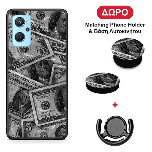 Money Dollars - Oppo A96 θήκη + Δώρο Phone Holder & Βάση Αυτοκινήτου