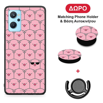 Pig Glasses - Oppo A96 θήκη + Δώρο Phone Holder & Βάση Αυτοκινήτου
