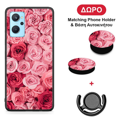 Valentine RoseGarden - Oppo A96 θήκη + Δώρο Phone Holder & Βάση Αυτοκινήτου