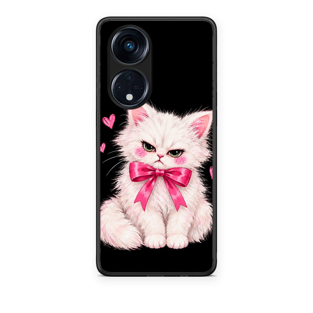 Θήκη Oppo A98 Grumpy Party Kitten on Black από τη Smartfits με σχέδιο στο πίσω μέρος και μαύρο περίβλημα | Oppo A98 Grumpy Party Kitten on Black case with colorful back and black bezels