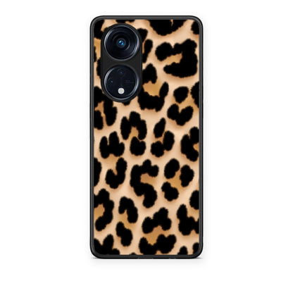 Θήκη Oppo A98 Leopard Print Tan Large από τη Smartfits με σχέδιο στο πίσω μέρος και μαύρο περίβλημα | Oppo A98 Leopard Print Tan Large case with colorful back and black bezels