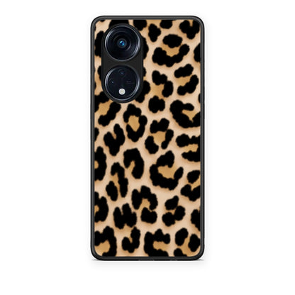 Θήκη Oppo A98 Leopard Print Tan Small από τη Smartfits με σχέδιο στο πίσω μέρος και μαύρο περίβλημα | Oppo A98 Leopard Print Tan Small case with colorful back and black bezels