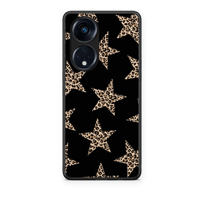 Θήκη Oppo A98 Leopard Stars on Black από τη Smartfits με σχέδιο στο πίσω μέρος και μαύρο περίβλημα | Oppo A98 Leopard Stars on Black case with colorful back and black bezels