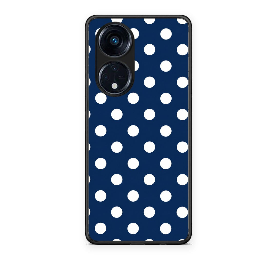 Θήκη Oppo A98 White Large Polka Dots on Navy από τη Smartfits με σχέδιο στο πίσω μέρος και μαύρο περίβλημα | Oppo A98 White Large Polka Dots on Navy case with colorful back and black bezels