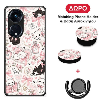 Pink Bows and Kittens Collage - Oppo A98 θήκη + Δώρο Phone Holder & Βάση Αυτοκινήτου