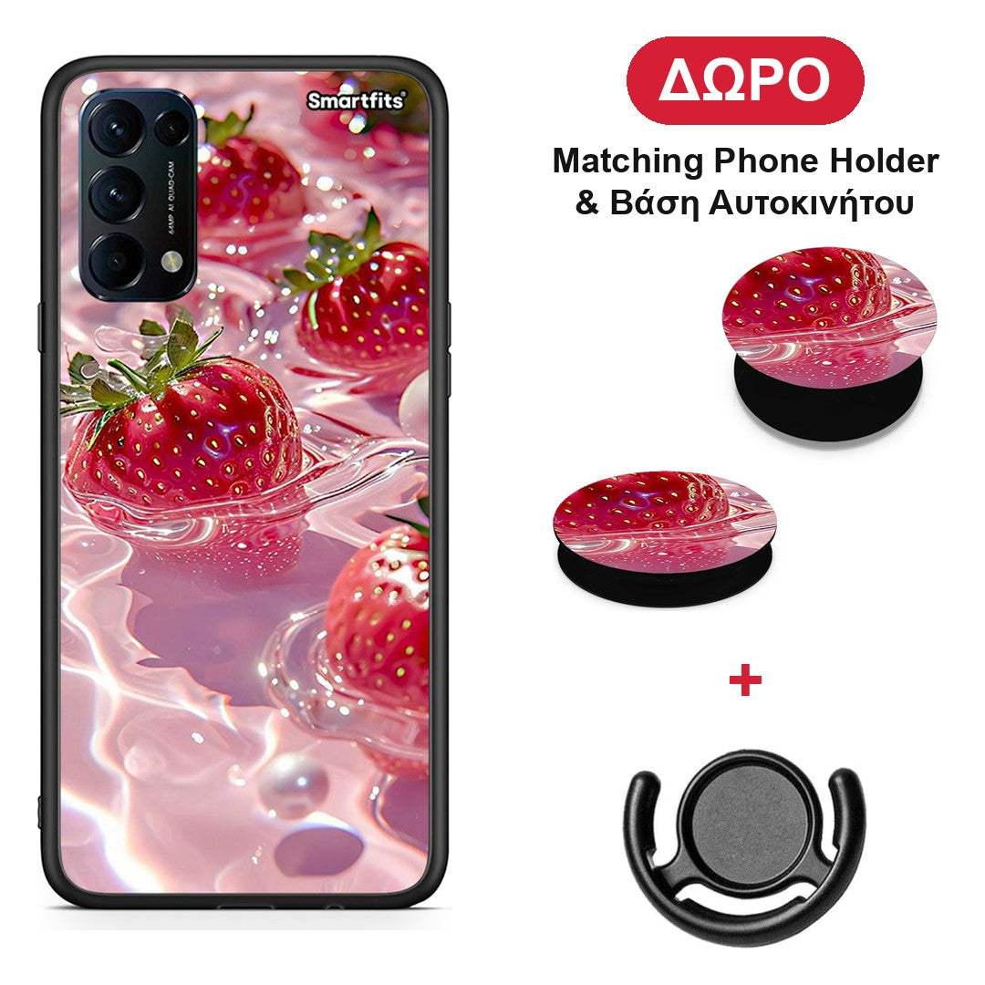 Juicy Strawberries - Oppo Find X3 Lite / Reno 5 5G / Reno 5 4G θήκη + Δώρο Phone Holder & Βάση Αυτοκινήτου