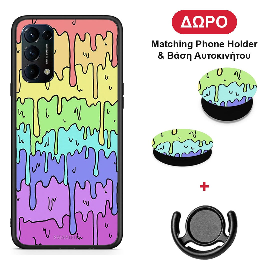 Melting Rainbow - Oppo Find X3 Lite / Reno 5 5G / Reno 5 4G θήκη + Δώρο Phone Holder & Βάση Αυτοκινήτου