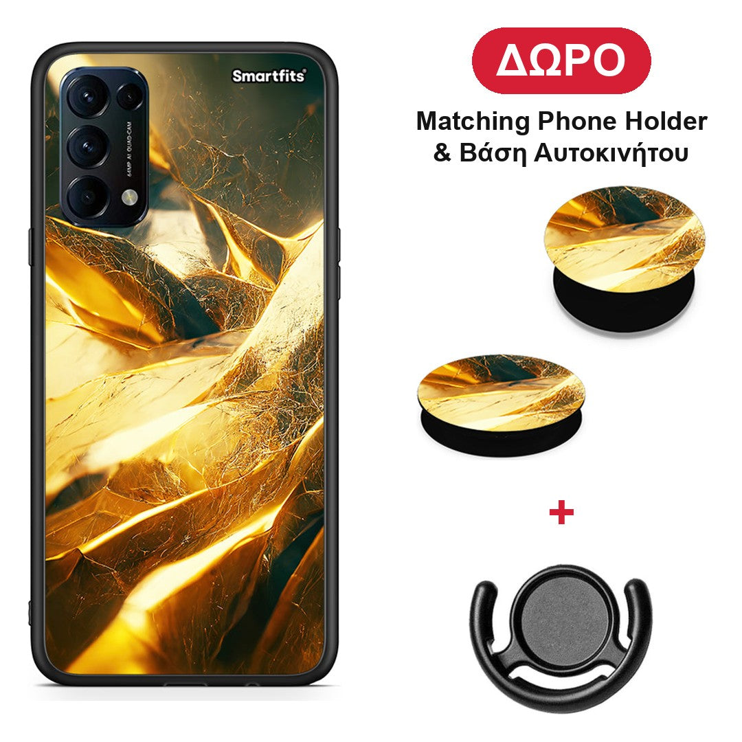 Real Gold - Oppo Find X3 Lite / Reno 5 5G / Reno 5 4G θήκη + Δώρο Phone Holder & Βάση Αυτοκινήτου