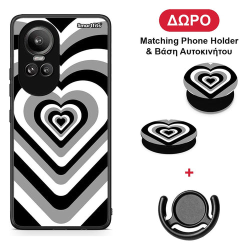 Black Hearts - Oppo Reno10 Pro θήκη + Δώρο Phone Holder & Βάση Αυτοκινήτου