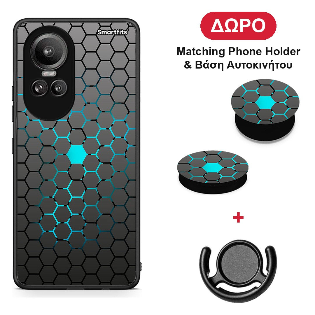 Geometric Hexagonal - Oppo Reno10 Pro θήκη + Δώρο Phone Holder & Βάση Αυτοκινήτου