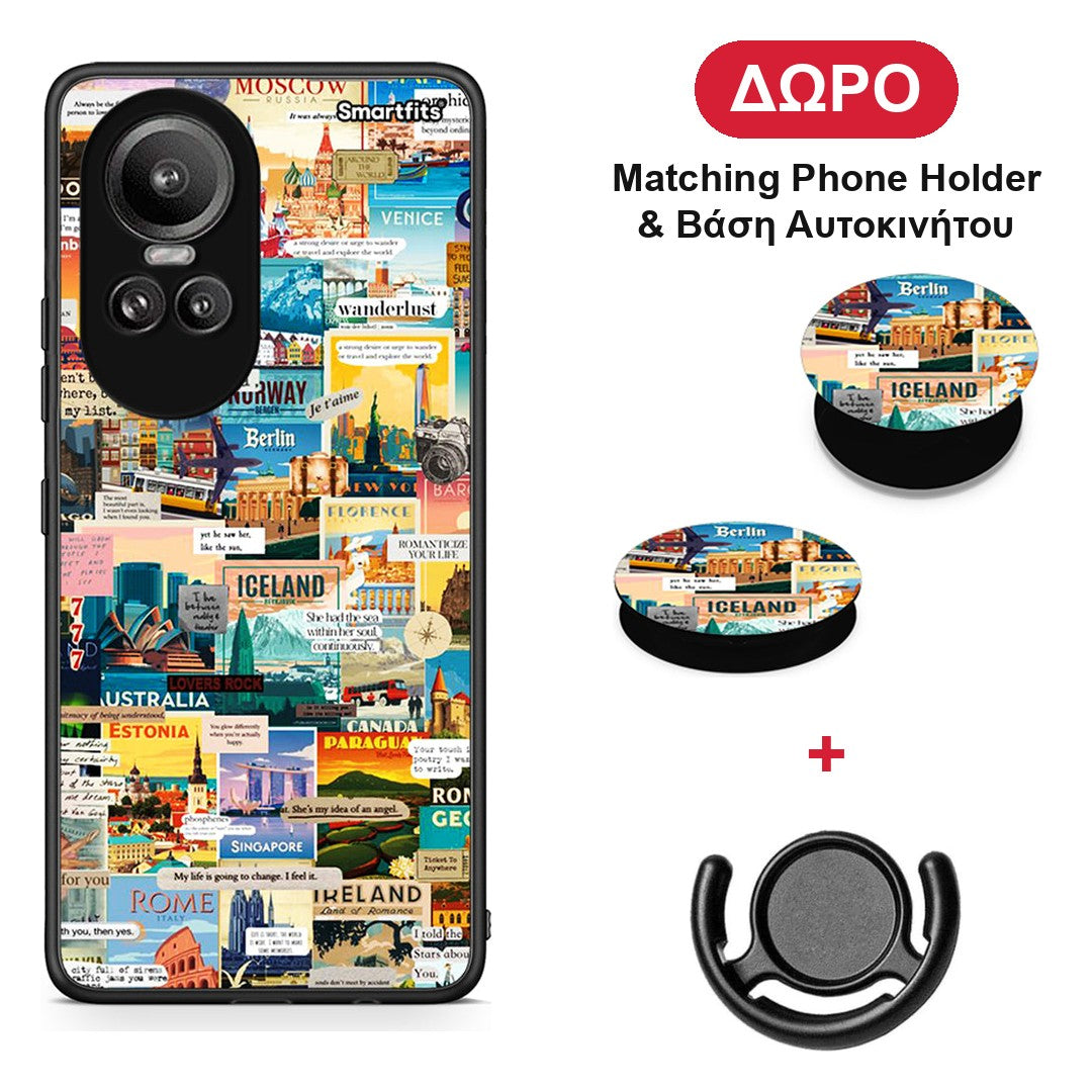 Live To Travel - Oppo Reno10 Pro θήκη + Δώρο Phone Holder & Βάση Αυτοκινήτου