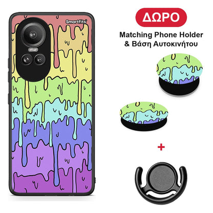 Melting Rainbow - Oppo Reno10 Pro θήκη + Δώρο Phone Holder & Βάση Αυτοκινήτου