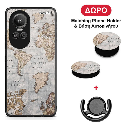 World Map - Oppo Reno10 Pro θήκη + Δώρο Phone Holder & Βάση Αυτοκινήτου