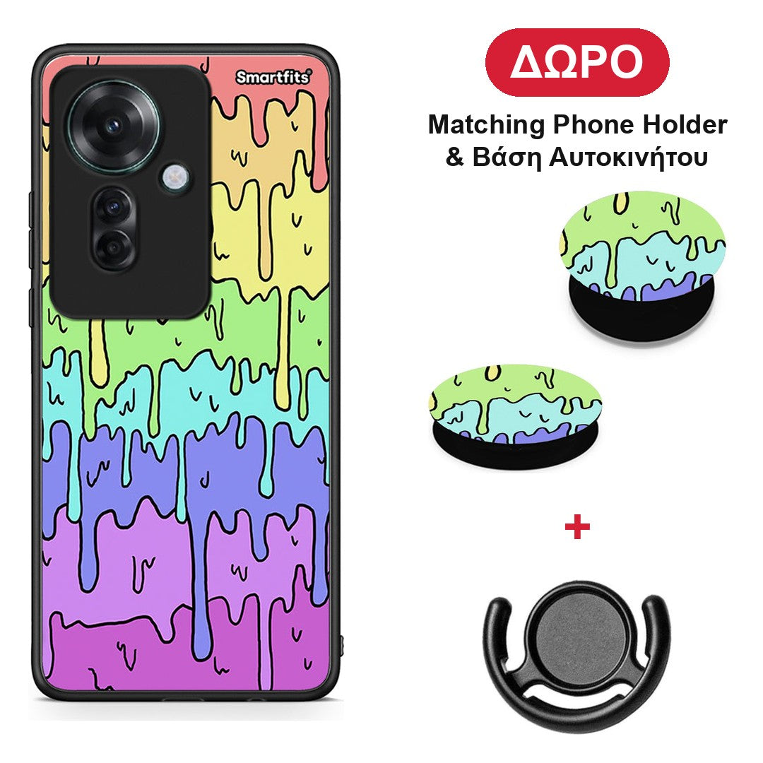Melting Rainbow - Oppo Reno11 F 5G θήκη + Δώρο Phone Holder & Βάση Αυτοκινήτου