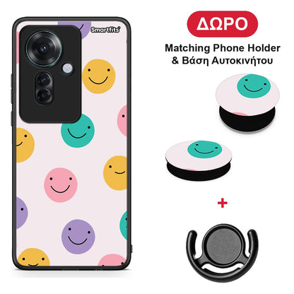 Smiley Faces - Oppo Reno11 F 5G θήκη + Δώρο Phone Holder & Βάση Αυτοκινήτου