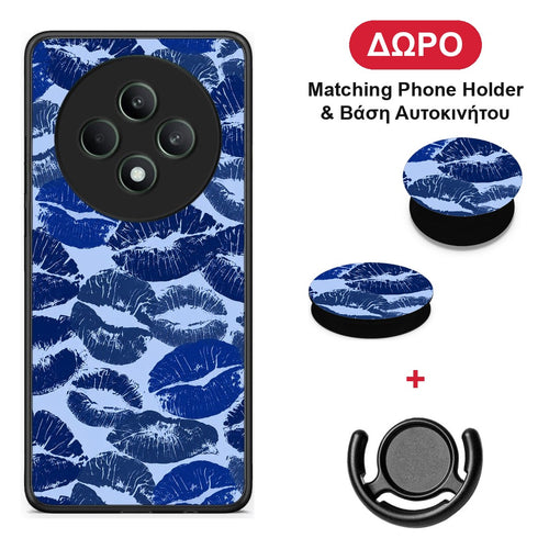 Blue Lipstick Kisses - Oppo Reno12 F 5G / FS 5G θήκη + Δώρο Phone Holder & Βάση Αυτοκινήτου