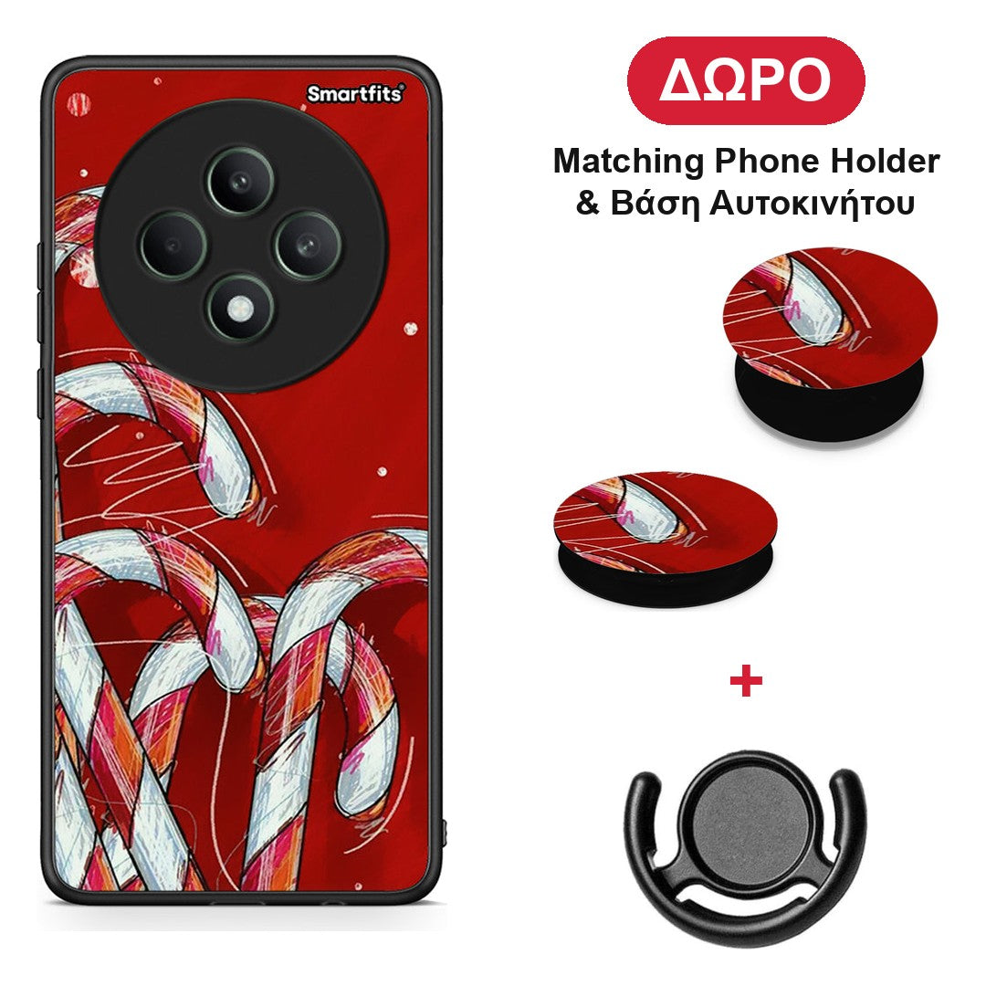 Candy Cane - Oppo Reno12 F 5G / FS 5G θήκη + Δώρο Phone Holder & Βάση Αυτοκινήτου