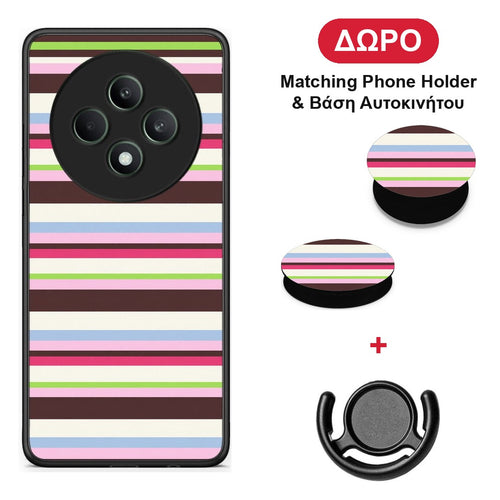Multicolour Horizontal Stripes - Oppo Reno12 F 5G / FS 5G θήκη + Δώρο Phone Holder & Βάση Αυτοκινήτου