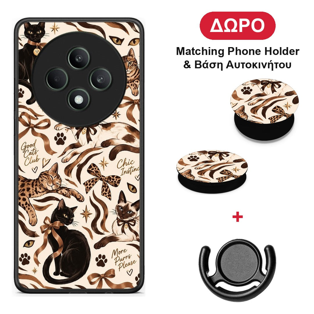 Wild Cats and Animal Print Collage - Oppo Reno12 F 5G / FS 5G θήκη + Δώρο Phone Holder & Βάση Αυτοκινήτου