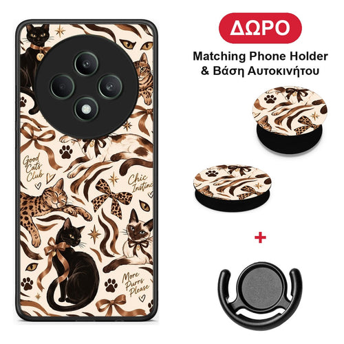 Wild Cats and Animal Print Collage - Oppo Reno12 F 5G / FS 5G θήκη + Δώρο Phone Holder & Βάση Αυτοκινήτου