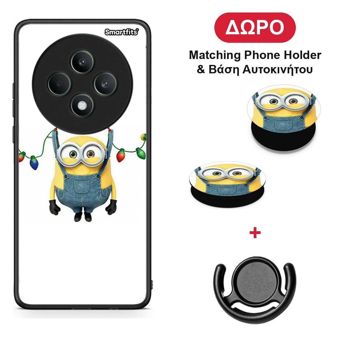 Xmas Minion Lights - Oppo Reno12 F 5G / FS 5G θήκη + Δώρο Phone Holder & Βάση Αυτοκινήτου