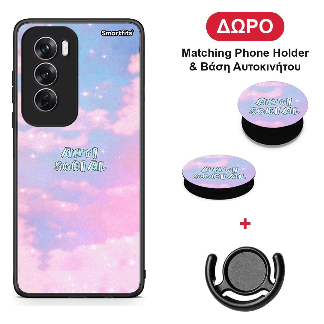 Anti Social - Oppo Reno12 Pro θήκη + Δώρο Phone Holder & Βάση Αυτοκινήτου