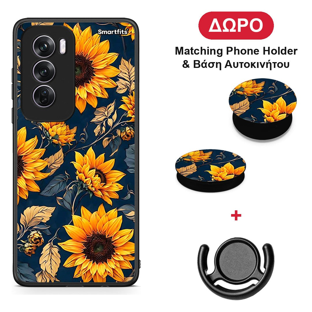 Autumn Sunflowers - Oppo Reno12 Pro θήκη + Δώρο Phone Holder & Βάση Αυτοκινήτου