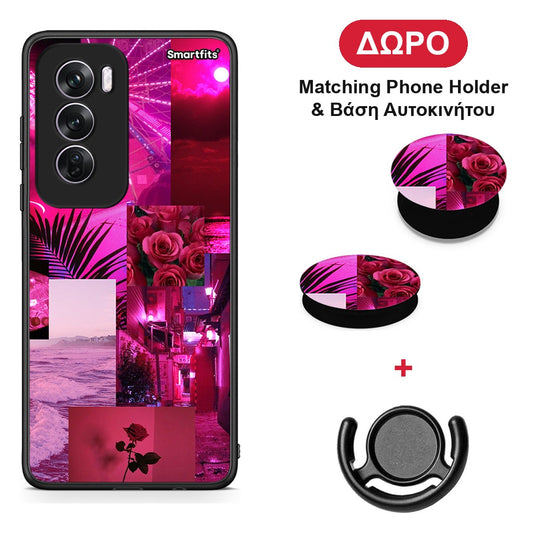 Collage Red Roses - Oppo Reno12 Pro θήκη + Δώρο Phone Holder & Βάση Αυτοκινήτου