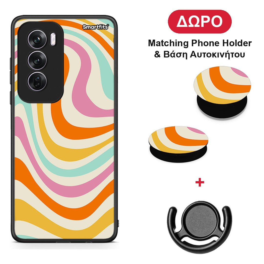 Colourful Waves - Oppo Reno12 Pro θήκη + Δώρο Phone Holder & Βάση Αυτοκινήτου