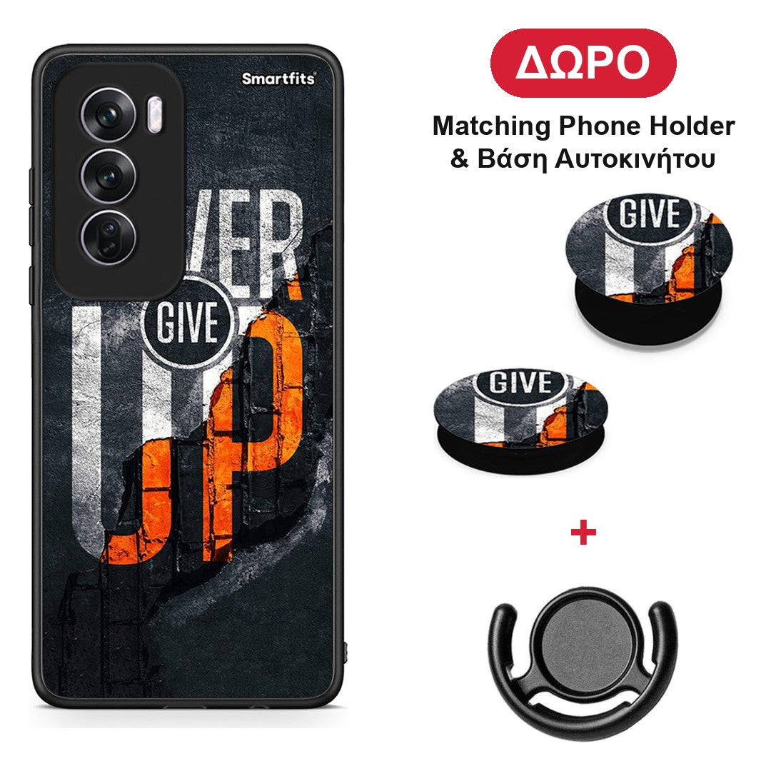 Never Give Up - Oppo Reno12 Pro θήκη + Δώρο Phone Holder & Βάση Αυτοκινήτου