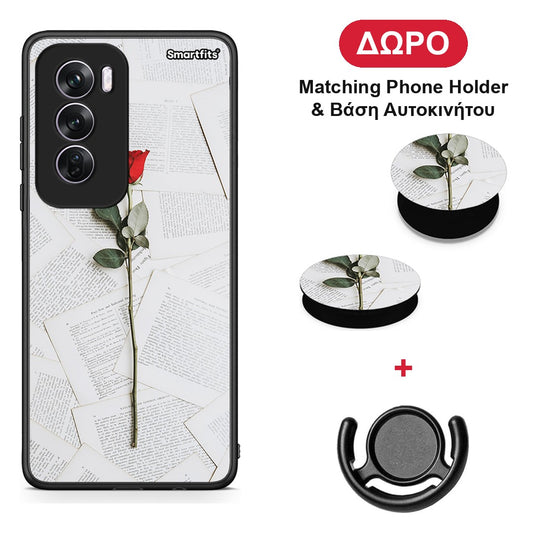 Red Rose - Oppo Reno12 Pro θήκη + Δώρο Phone Holder & Βάση Αυτοκινήτου