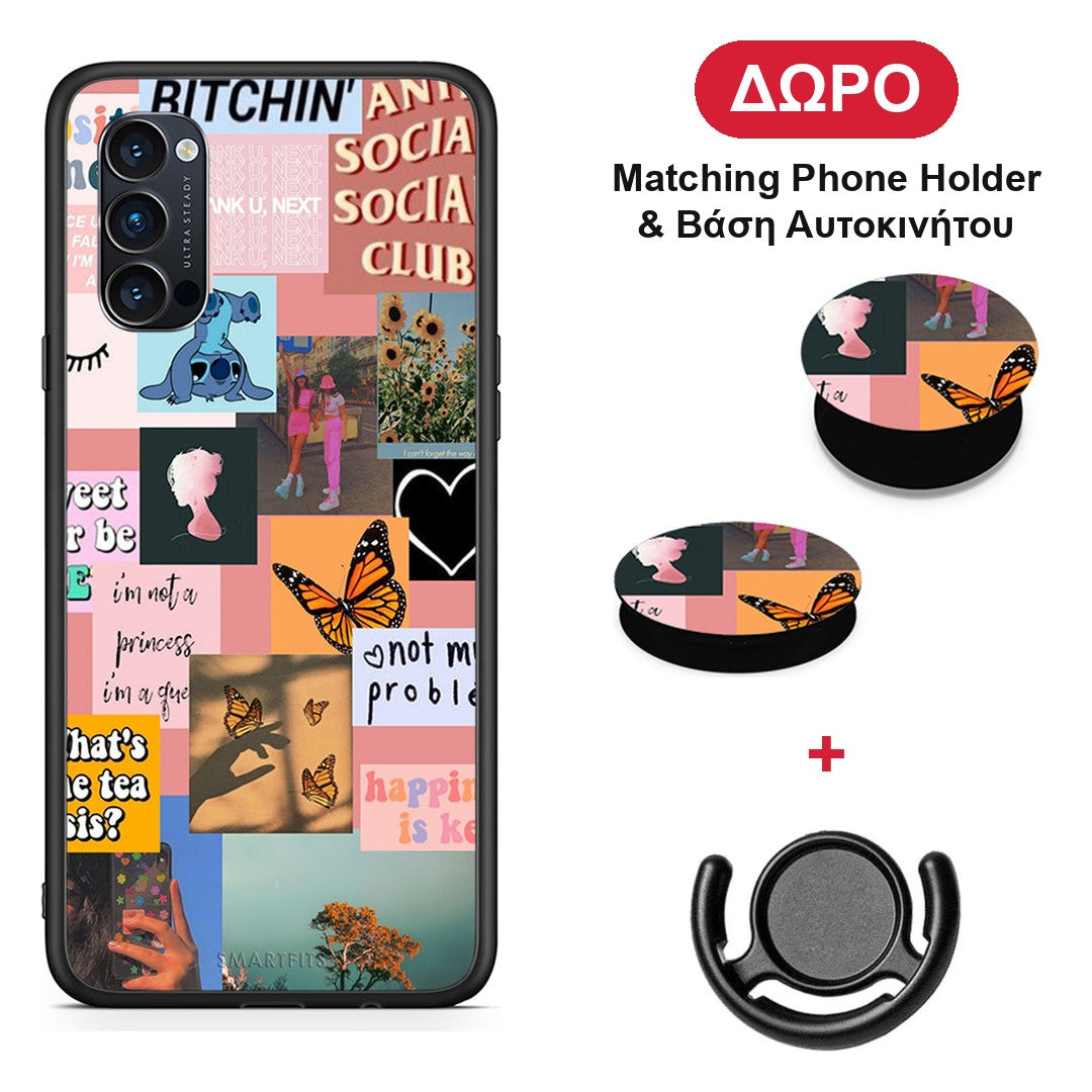 Collage Bitchin - Oppo Reno4 Pro 5G θήκη + Δώρο Phone Holder & Βάση Αυτοκινήτου