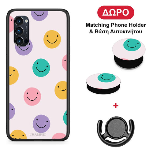 Smiley Faces - Oppo Reno4 Pro 5G θήκη + Δώρο Phone Holder & Βάση Αυτοκινήτου