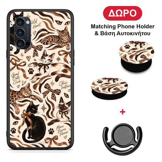 Wild Cats and Animal Print Collage - Oppo Reno4 Pro 5G θήκη + Δώρο Phone Holder & Βάση Αυτοκινήτου