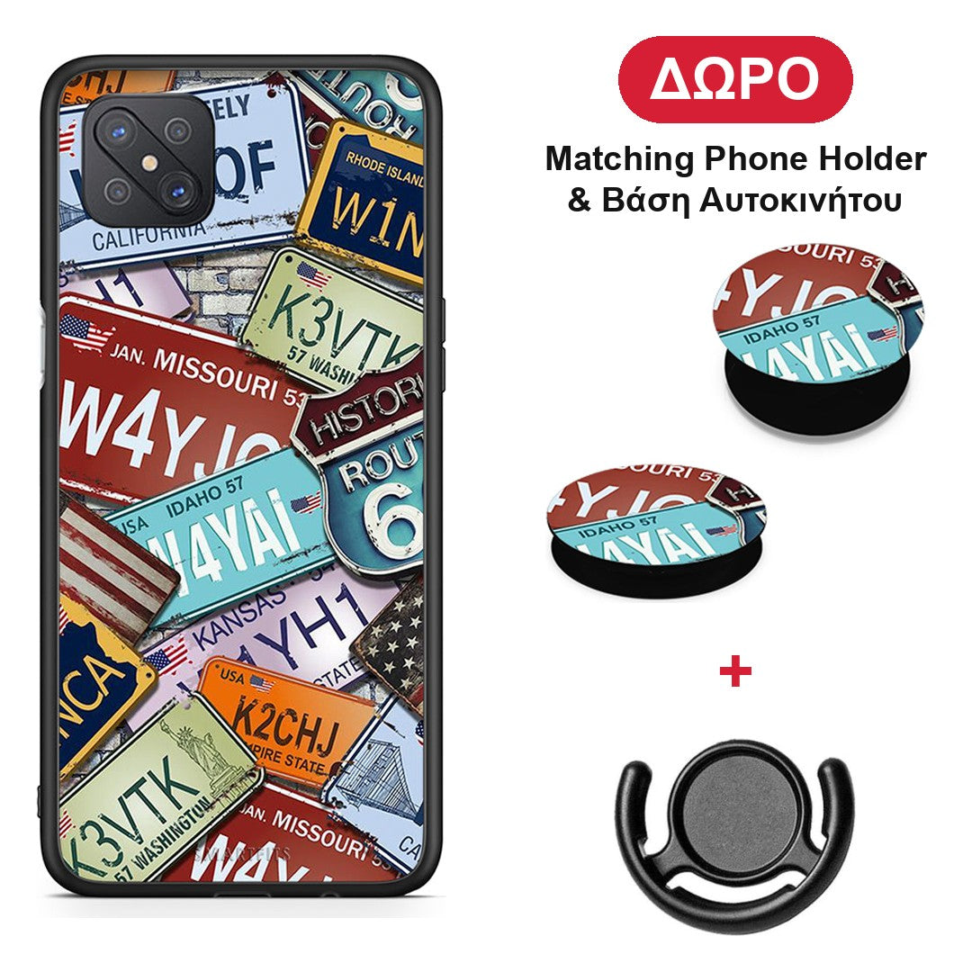 Car Plates - Oppo Reno4 Z 5G / A92s θήκη + Δώρο Phone Holder & Βάση Αυτοκινήτου