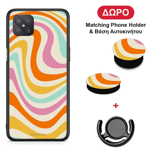 Colourful Waves - Oppo Reno4 Z 5G / A92s θήκη + Δώρο Phone Holder & Βάση Αυτοκινήτου