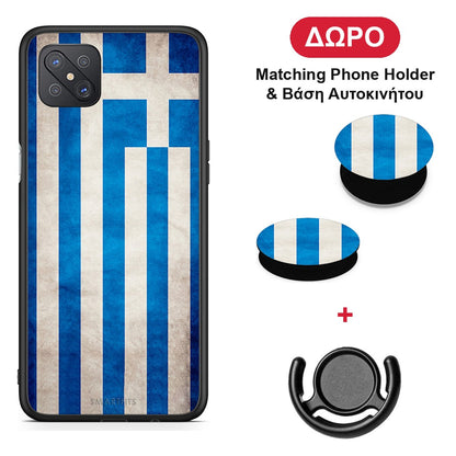 Flag Greek - Oppo Reno4 Z 5G / A92s θήκη + Δώρο Phone Holder & Βάση Αυτοκινήτου