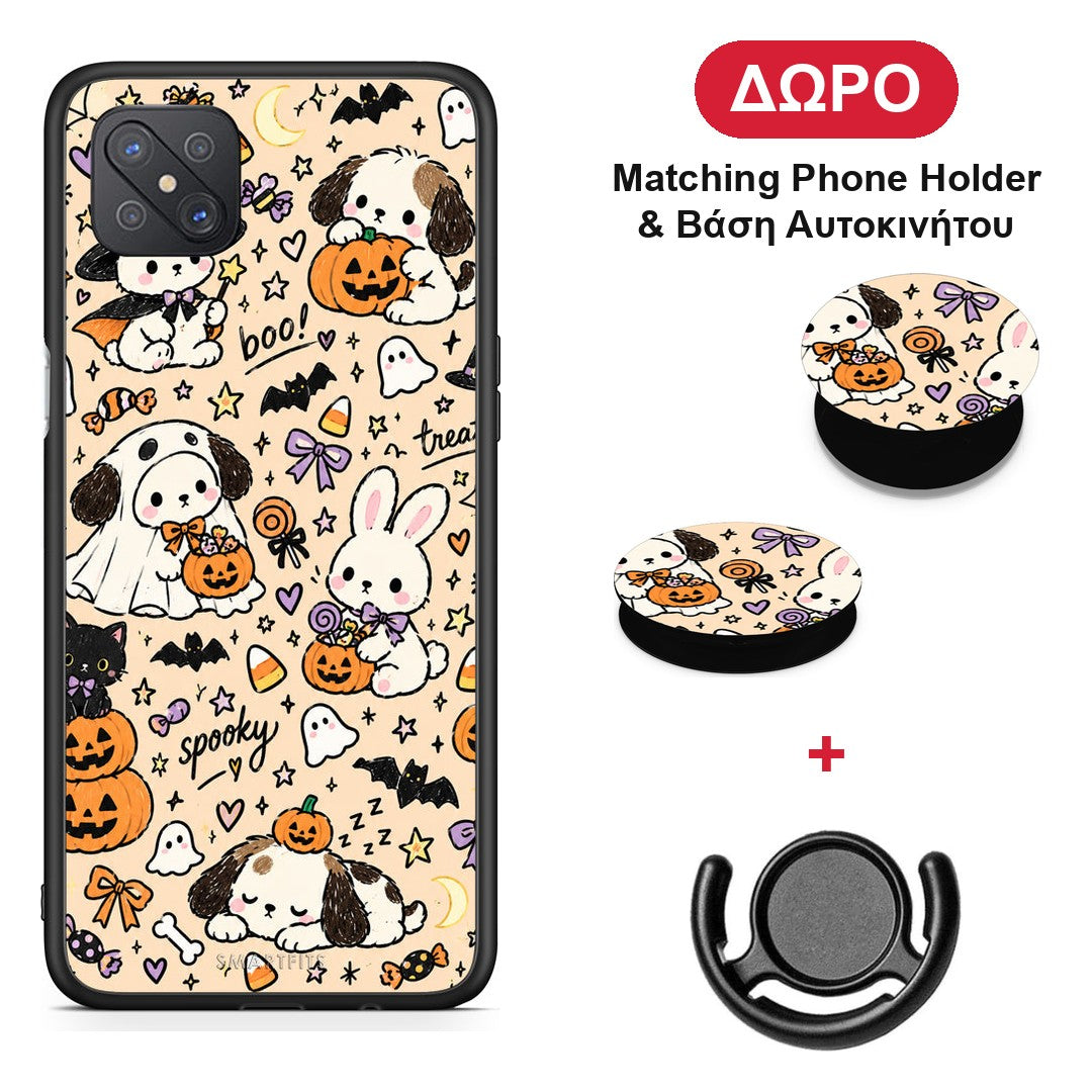 Halloween Puppies and Friends on Cream - Oppo Reno4 Z 5G / A92s θήκη + Δώρο Phone Holder & Βάση Αυτοκινήτου